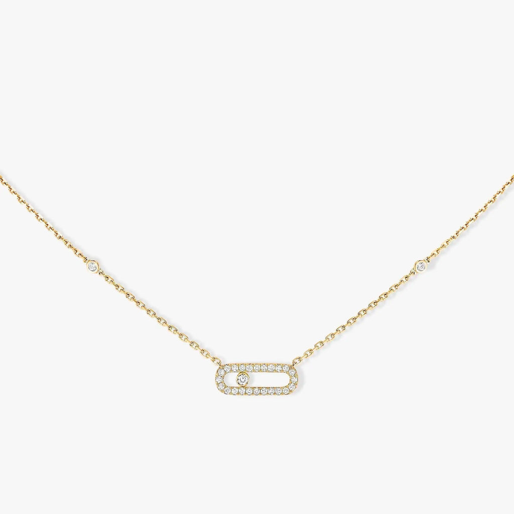 MOVE UNO PAVED SILVER DIAMOND NECKLACE