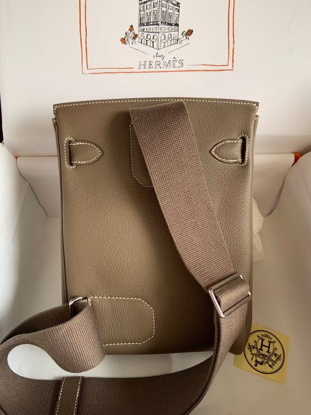 HAC À DOS PM BACKPACK IN BROWN TOGO CALFSKIN
