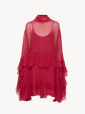CHLOE MINI DRESS IN RED SILK WITH A DETACHABLE LINING