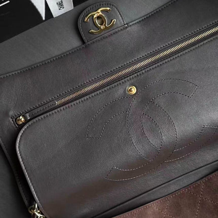 CHANEL 26S CLASSIC FLAP BAG IN BROWN SUEDE GOLD HARDWARE