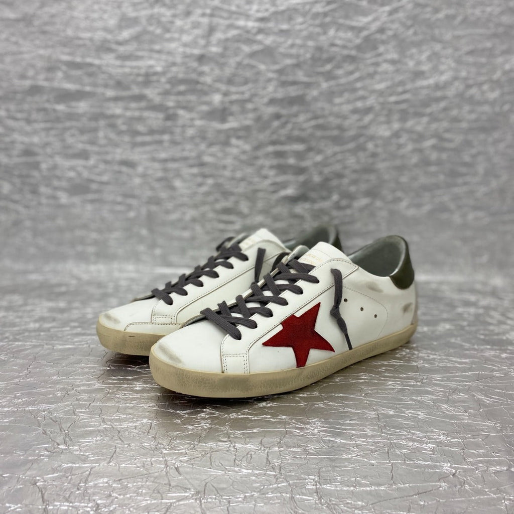 GOLDEN GOOSE BALL RED STAR SNEAKERS IN WHITE CALFSKIN
