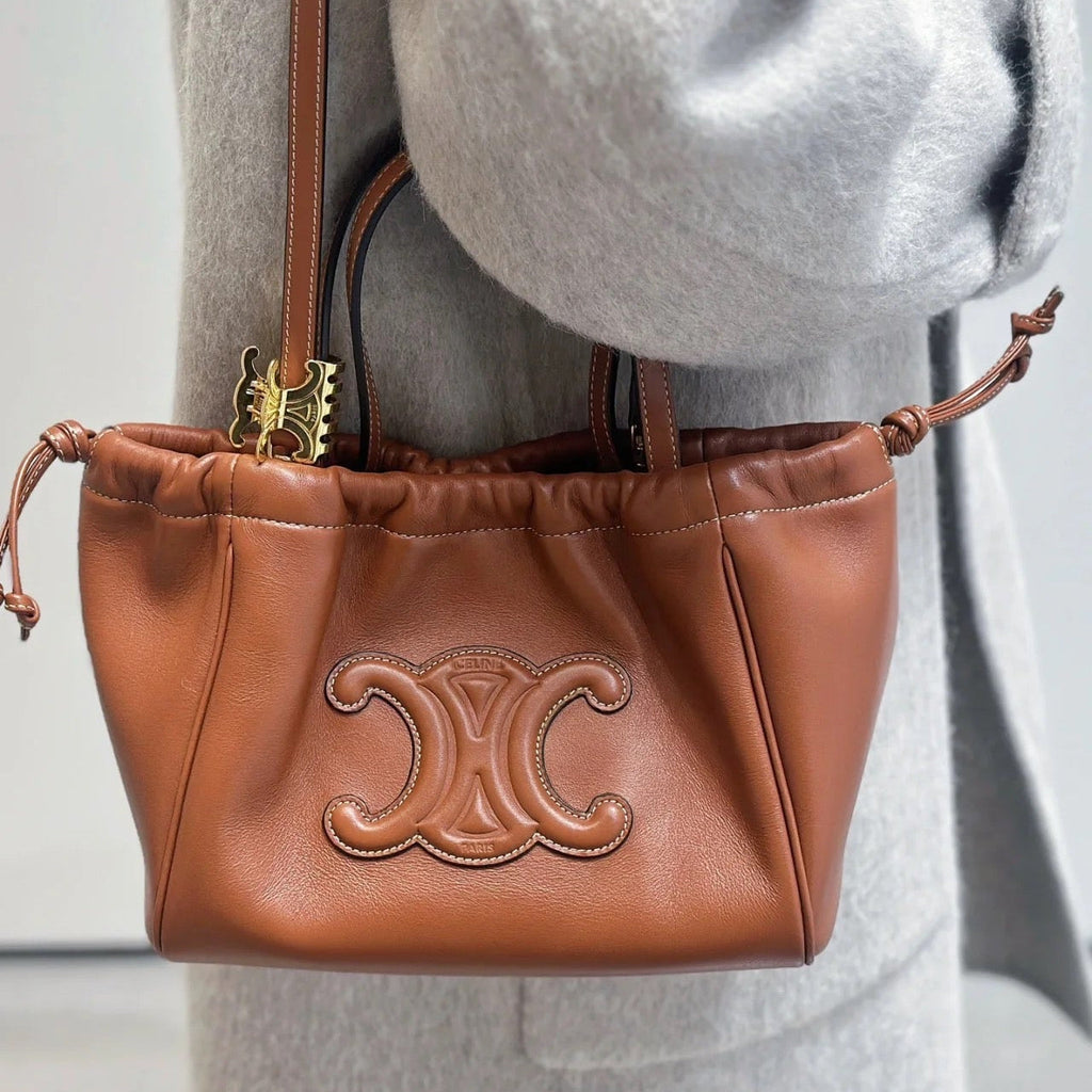 CELINE 26S CUIR CABAS HANDBAG 22 IN BROWN CALFSKIN