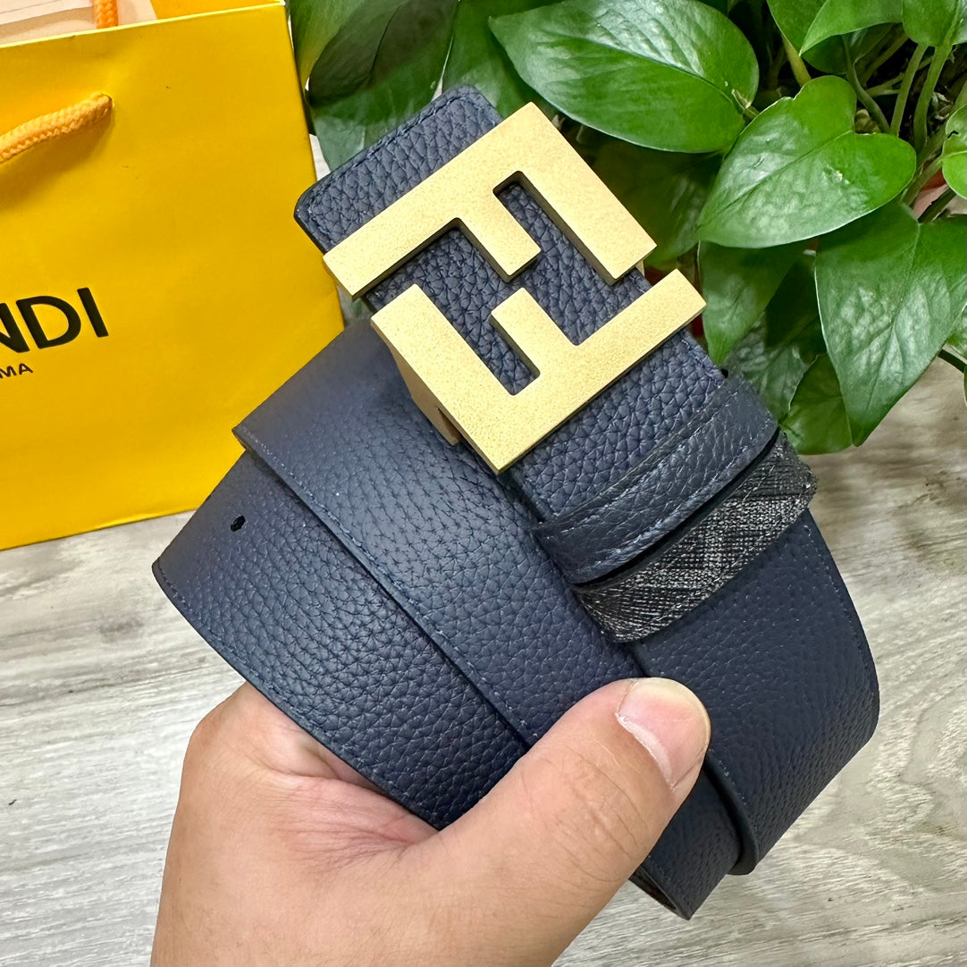FF BELT IN BLACK CALFSKIN SILVER HARDWARE 178546