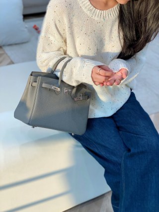 HM BIRKIN BAG 30 TEMPERED GRAY CALFSKIN  BUCKLE