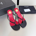 SAINT LAURENT JERRY MULES 75MM IN BLACK FABRIC  SILVER LOGO