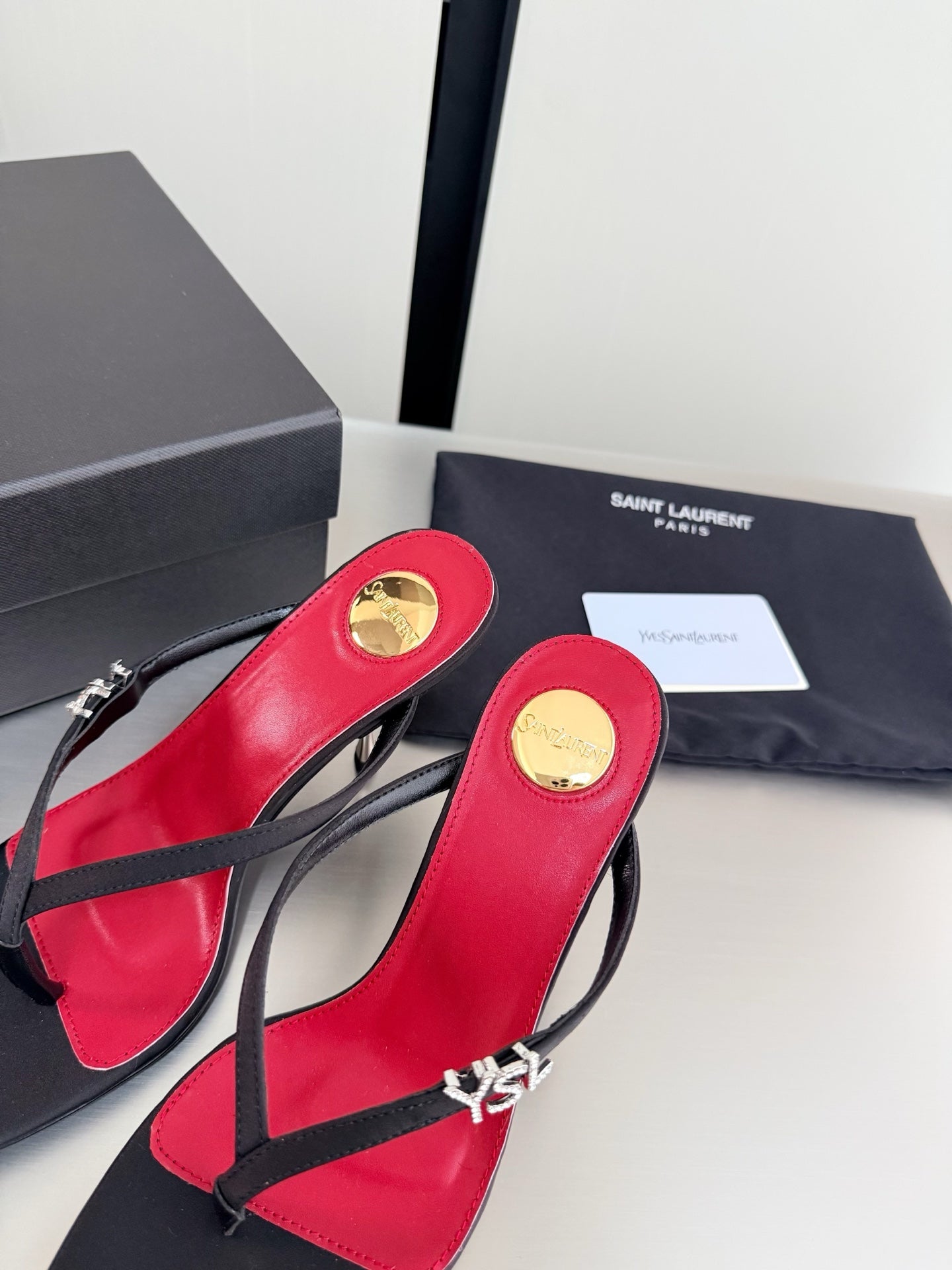 SAINT LAURENT JERRY MULES 75MM IN BLACK FABRIC  SILVER LOGO