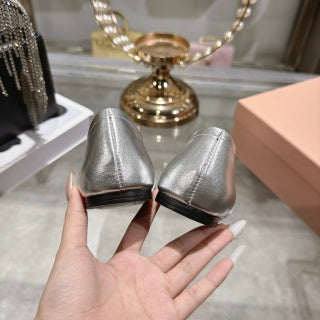 MIUMIU 26S CLOSED-BACK SANDALS IN SILVER CALFSKIN