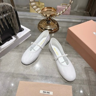MIUMIU 26S CLOSED-BACK SANDALS IN WHITE CALFSKIN
