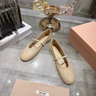 MIUMIU 26S CLOSED-BACK SANDALS IN BEIGE CALFSKIN