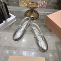 MIUMIU 26S SLINGBAC SANDALS IN SILVER CALFSKIN