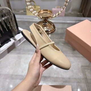 MIUMIU 26S SLINGBAC SANDALS IN BEIGE CALFSKIN