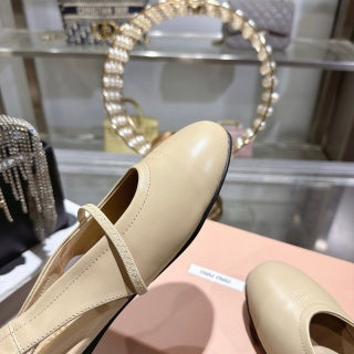 MIUMIU 26S SLINGBAC SANDALS IN BEIGE CALFSKIN