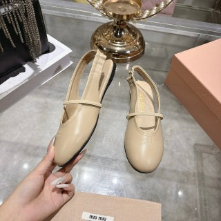 MIUMIU 26S SLINGBAC SANDALS IN BEIGE CALFSKIN