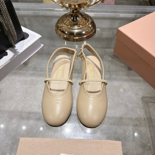 MIUMIU 26S SLINGBAC SANDALS IN BEIGE CALFSKIN