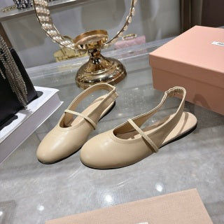 MIUMIU 26S SLINGBAC SANDALS IN BEIGE CALFSKIN
