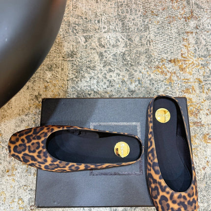 YSL 26S FLAT MULES IN LEOPARD PRINT CANVAS 