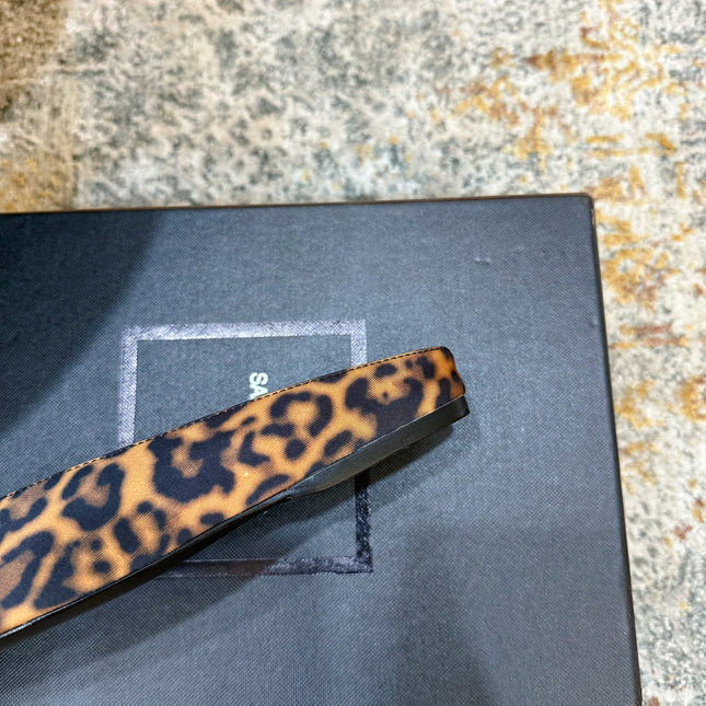 YSL 26S FLAT MULES IN LEOPARD PRINT CANVAS 
