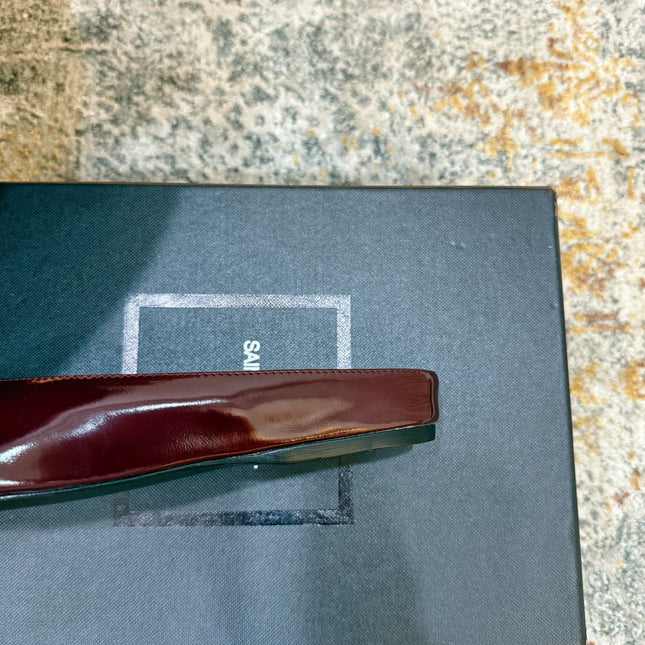 YSL 26S FLAT MULES IN DARK RED CALFSKIN
