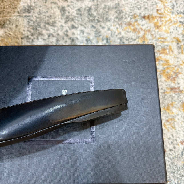 YSL 26S FLAT MULES IN BLACK CALFSKIN