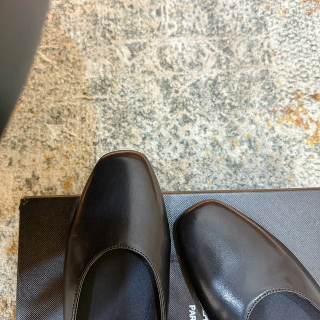 YSL 26S FLAT MULES IN BLACK CALFSKIN
