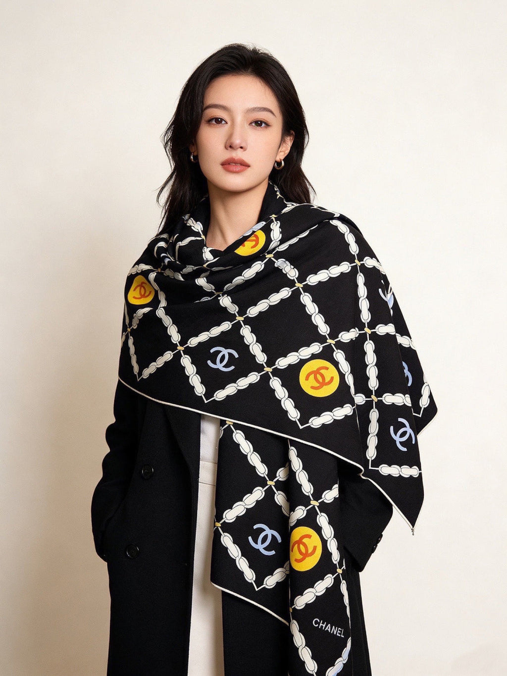 CHANEL 26S SCARF 135 IN CASHMERE AND SILK 306126