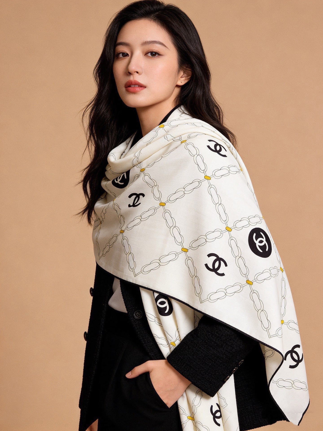 CHANEL 26S SCARF 135 IN CASHMERE AND SILK 306127