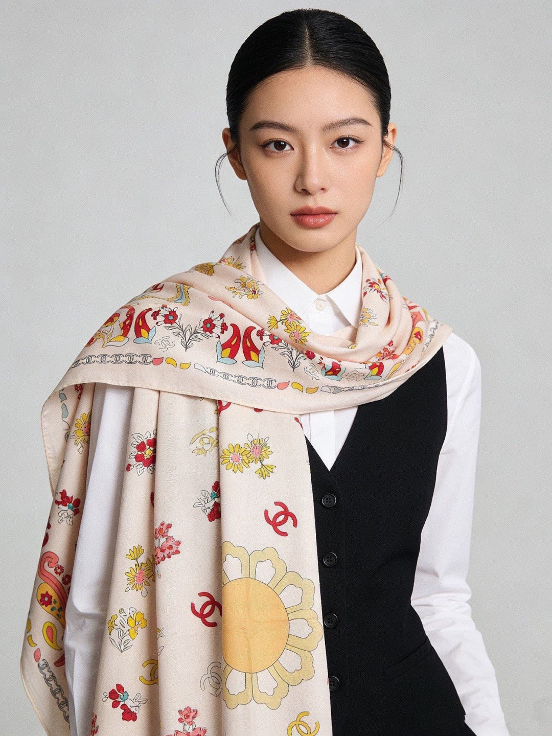 CHANEL 26S SCARF 135 IN CASHMERE AND SILK 306129