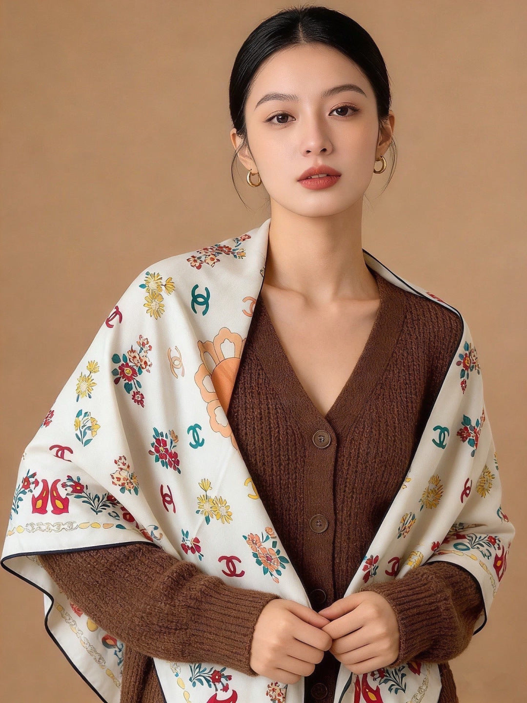 CHANEL 26S SCARF 135 IN CASHMERE AND SILK 306130