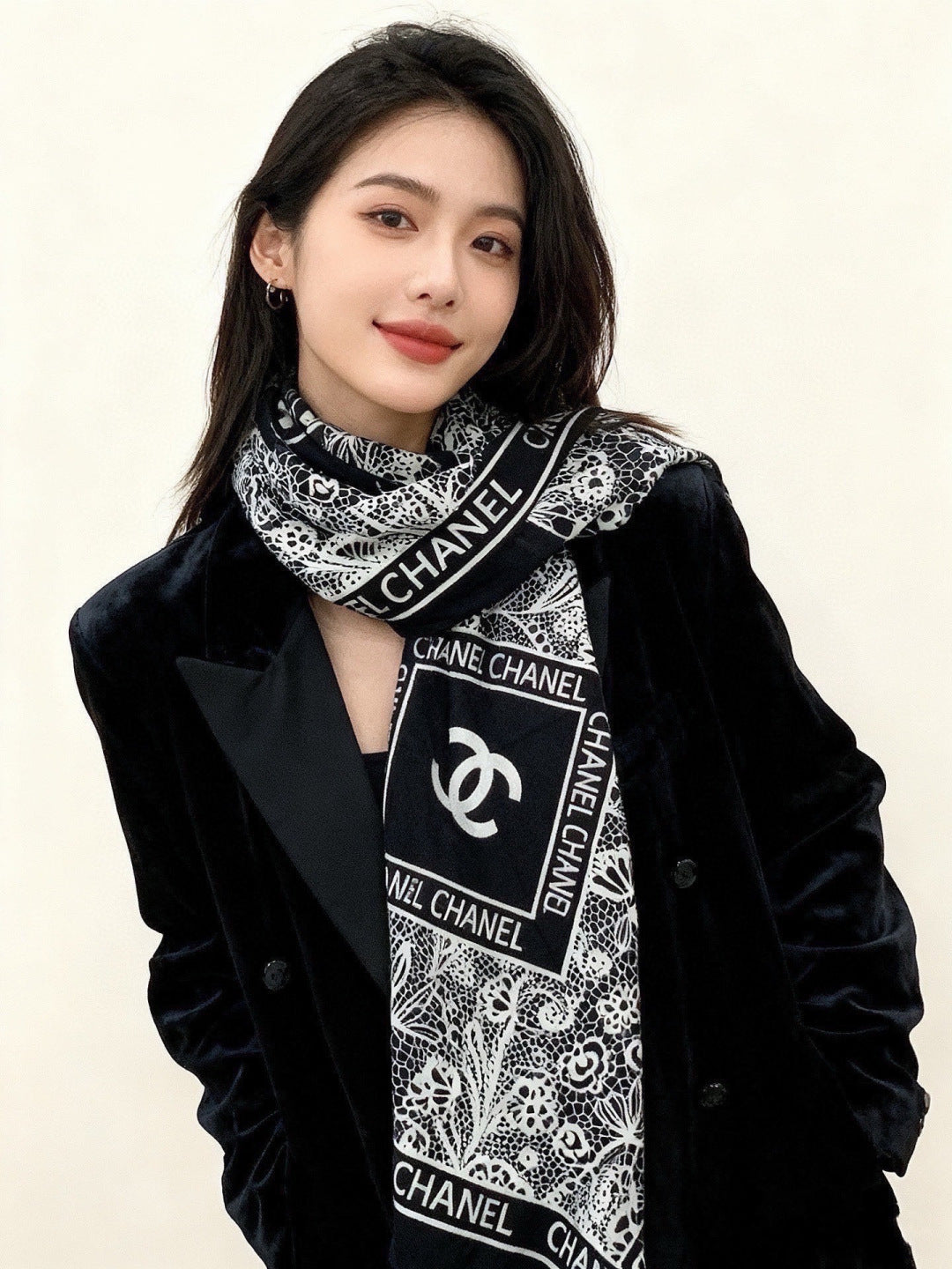 CHANEL 26S SCARF 135 IN CASHMERE AND SILK 306135