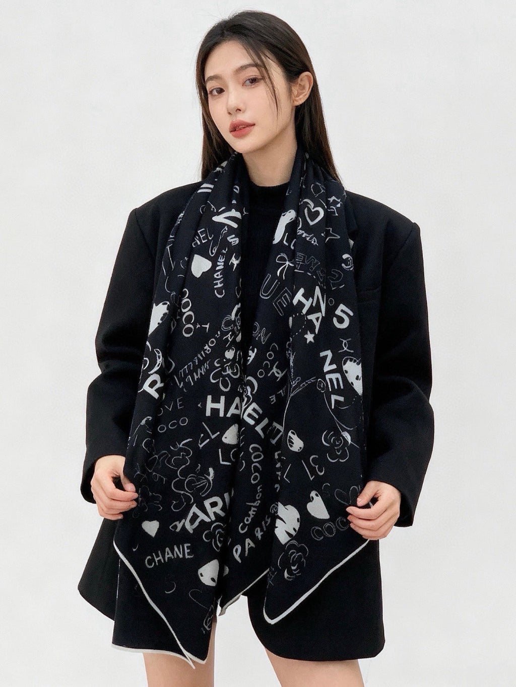 CHANEL 26S SCARF 135 IN CASHMERE AND SILK 307241