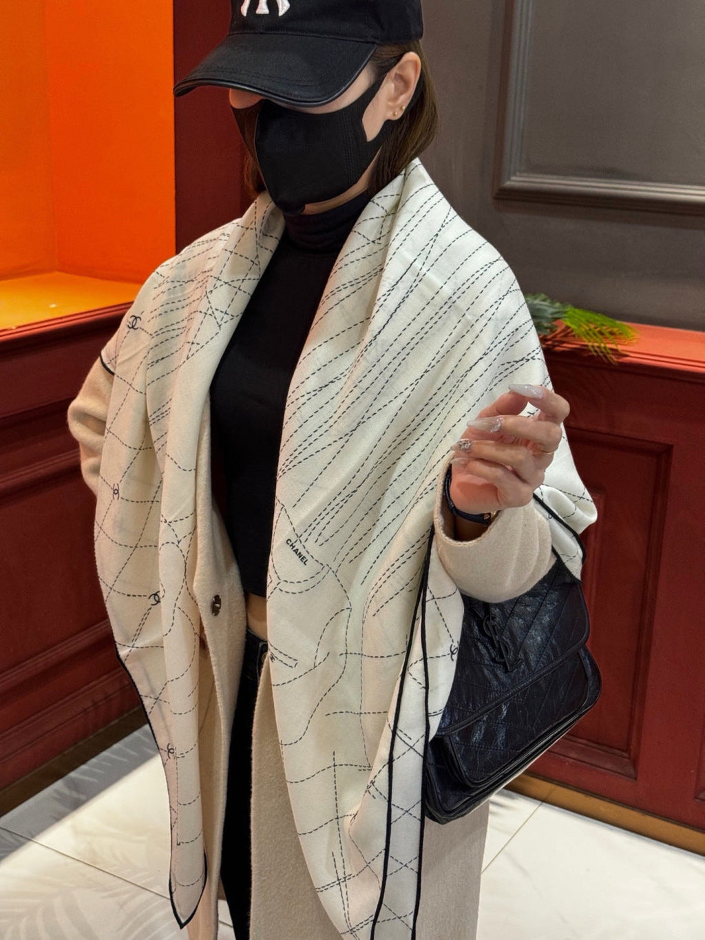 CHANEL 26S SCARF 140 IN CASHMERE AND SILK 307248