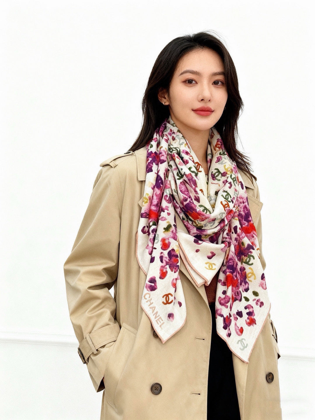 CHANEL 26S SCARF 135 IN CASHMERE AND SILK 307249