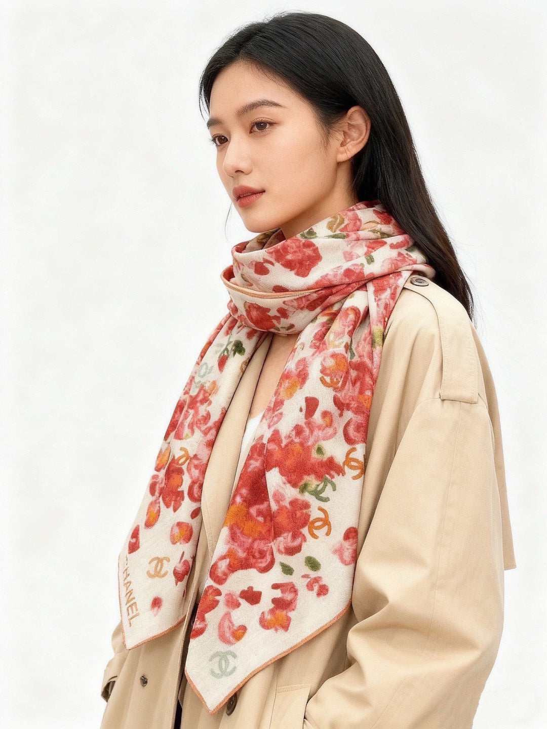 CHANEL 26S SCARF 135 IN CASHMERE AND SILK 307251