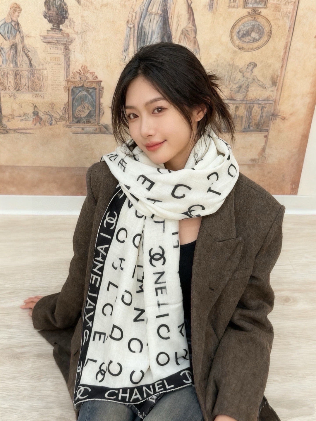 CHANEL 26S SCARF 135 IN CASHMERE AND SILK 309347