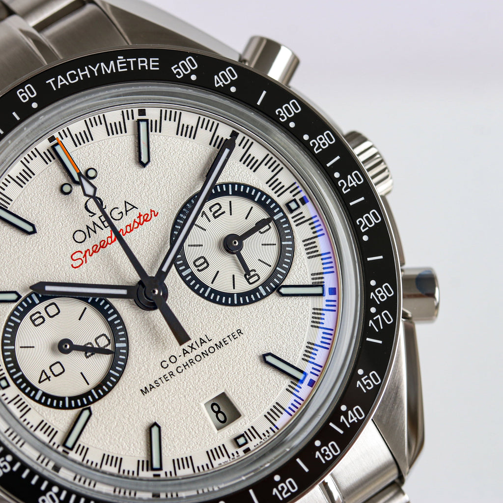 SPEEDMASTER RACING WATCH SILVER CASE AND WHITE DIAL