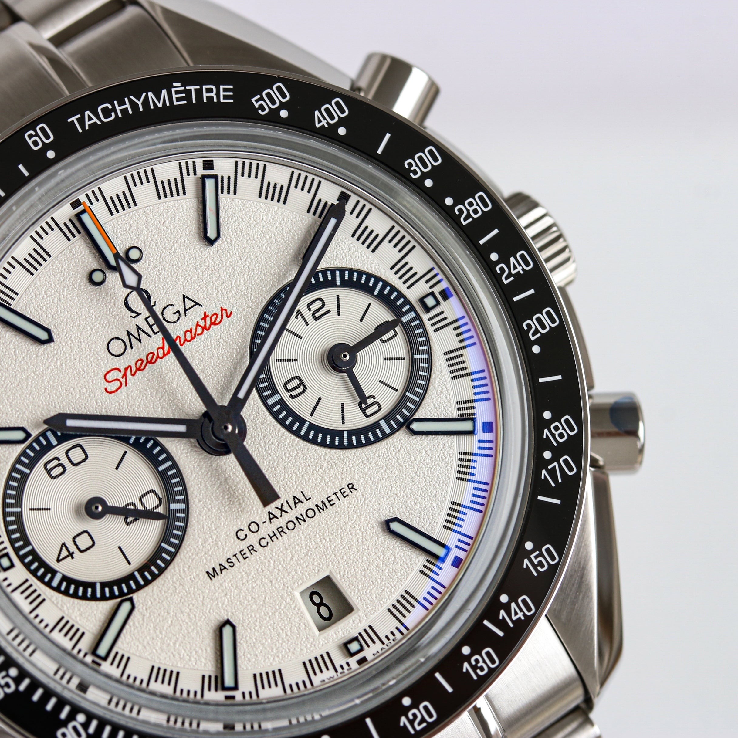 SPEEDMASTER RACING WATCH SILVER CASE AND WHITE DIAL