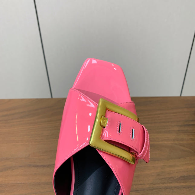 BALMAIN 26S B-BELT FLAT SANDALS IN PINK CALFSKIN