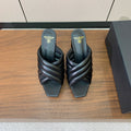 BALMAIN 26S QUILTED PLATFORM MULES 105 MM IN BLACK CALFSKIN