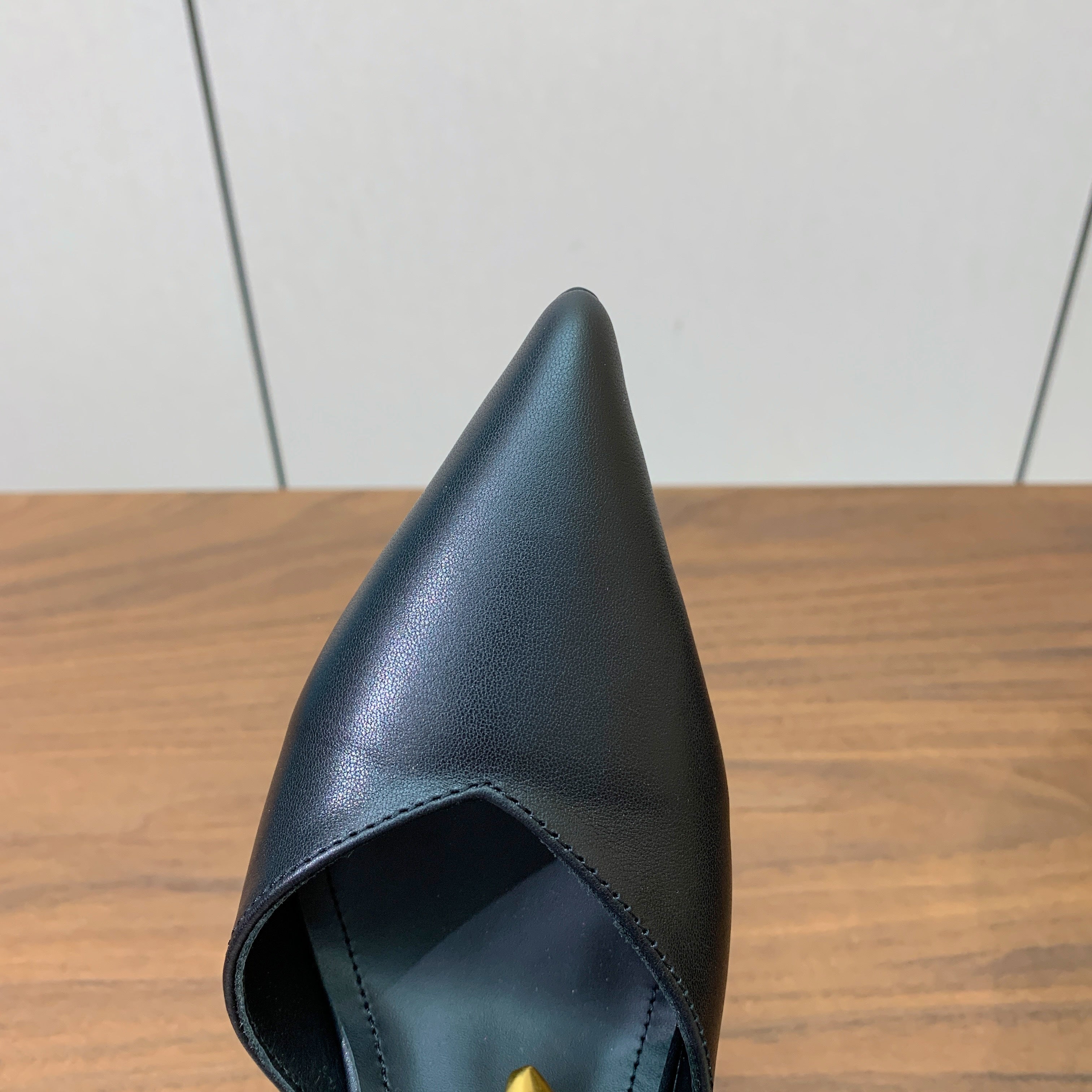 BALMAIN 26S HIGH-HEELED MULES 95 MM IN BLACK CALFSKIN AND PONY HAIR