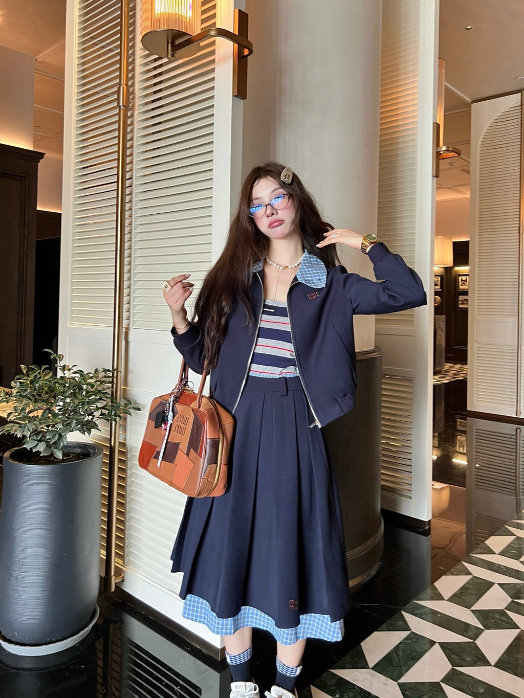 MIUMIU TOP & SKIRT SET STYLE 132