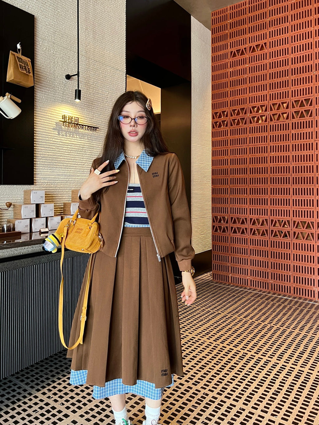 MIUMIU TOP & SKIRT SET STYLE 131