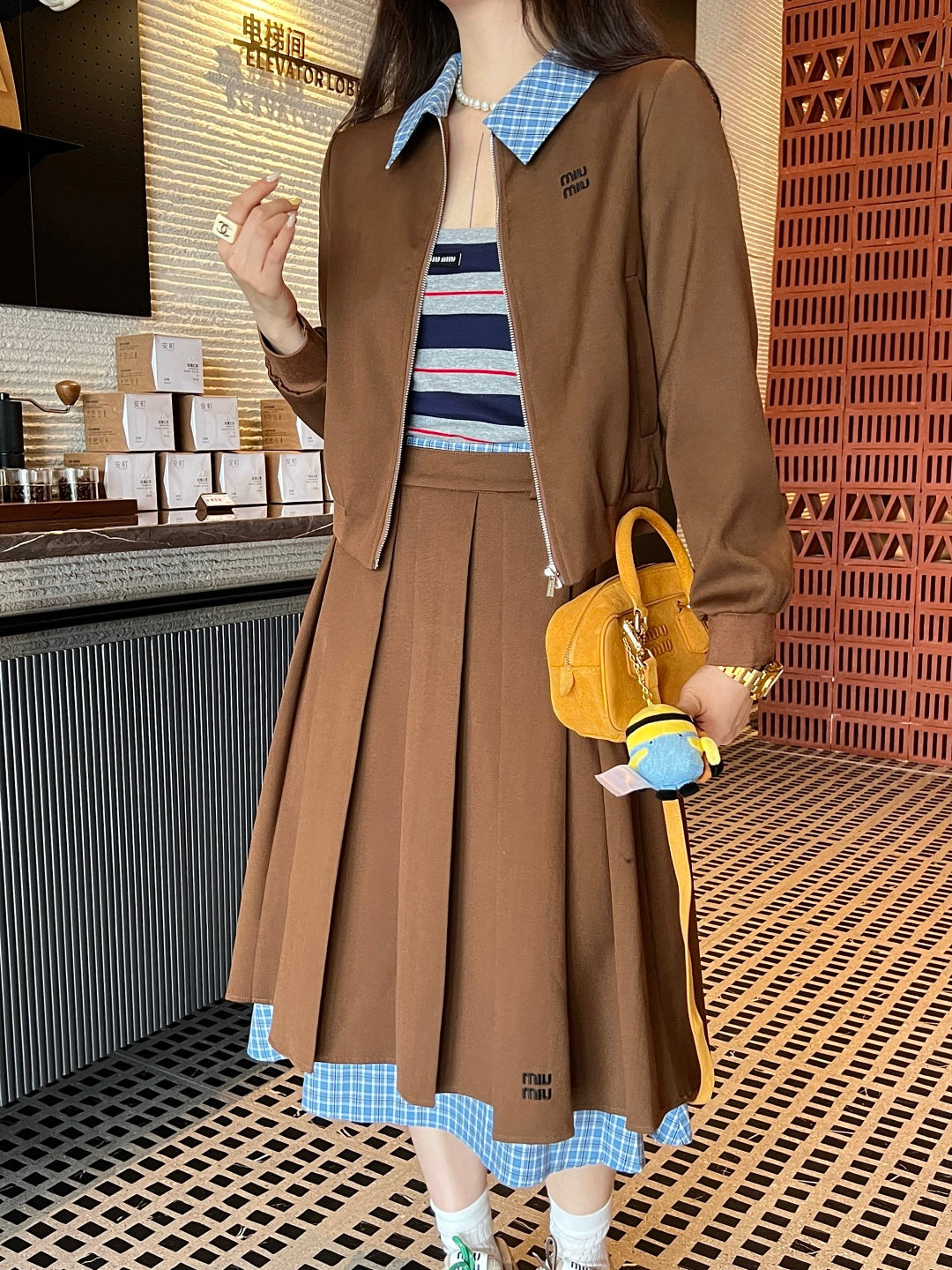 MIUMIU TOP & SKIRT SET STYLE 131