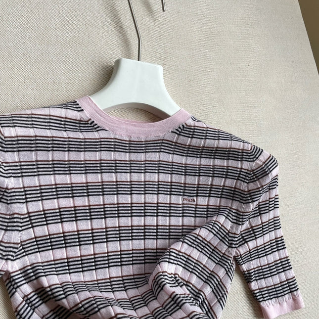PRADA 26S SHORT-SLEEVE KNIT TOP 1103