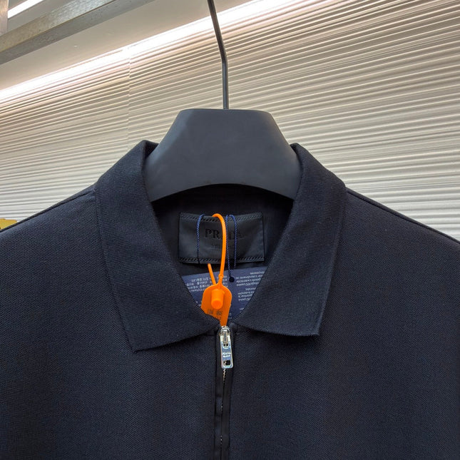 PRADA 26S LONG-SLEEVE ZIP POLO SHIRT 1109