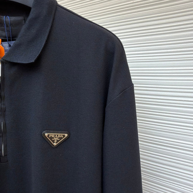 PRADA 26S LONG-SLEEVE ZIP POLO SHIRT 1109