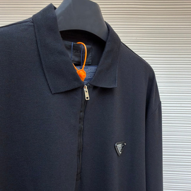 PRADA 26S LONG-SLEEVE ZIP POLO SHIRT 1109