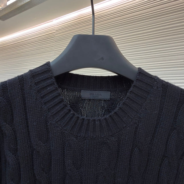 PRADA 26S CABLE-KNIT CREWNECK SWEATER 1092
