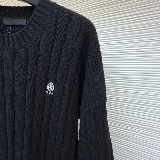 PRADA 26S CABLE-KNIT CREWNECK SWEATER 1092