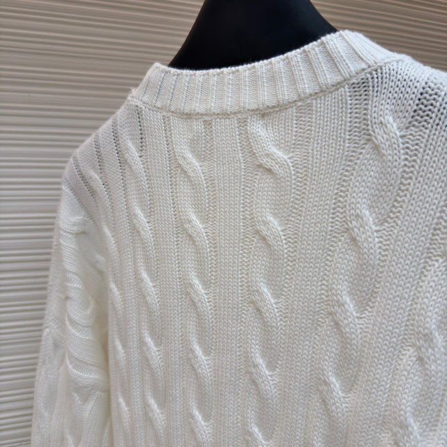 PRADA 26S CABLE-KNIT CREWNECK SWEATER 1091