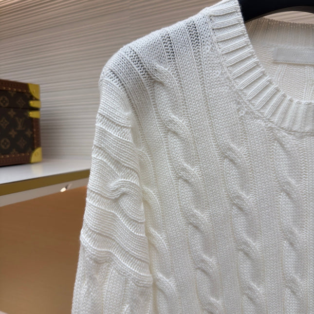 PRADA 26S CABLE-KNIT CREWNECK SWEATER 1091